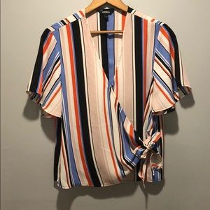 Express Surplice Flutter Sleeve Wrap Blouse